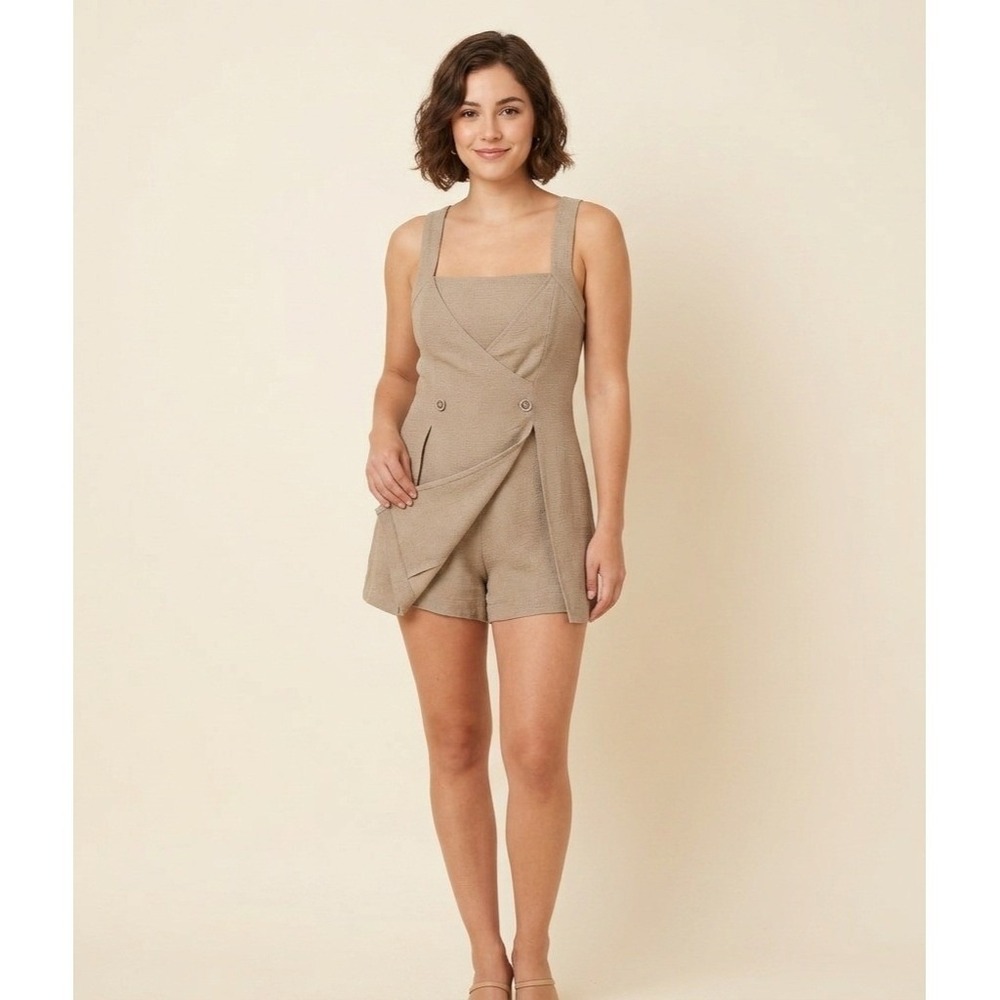 Joseph Ribkoff Tan Romper dress size 12 Tan Skort Cross Back Button